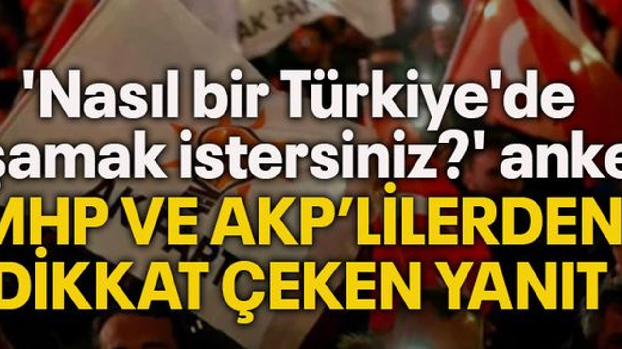 'Nasıl bir Türkiye'de yaşamak istersiniz?' anketi: MHP VE AKP'LİLERDEN DİKKAT ÇEKEN YANIT